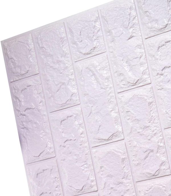 3D Wall Stickers Faux Brick β White Brick | Waterproof Self Adhesive Foam Wallpaper (27x30 in) for Bedroom & Living Room