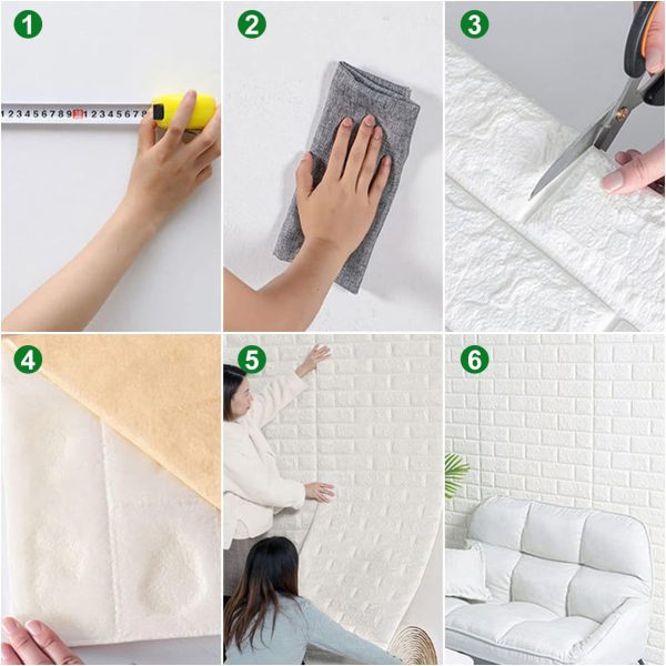 3D Wall Stickers Faux Brick β White Brick | Waterproof Self Adhesive Foam Wallpaper (27x30 in) for Bedroom & Living Room
