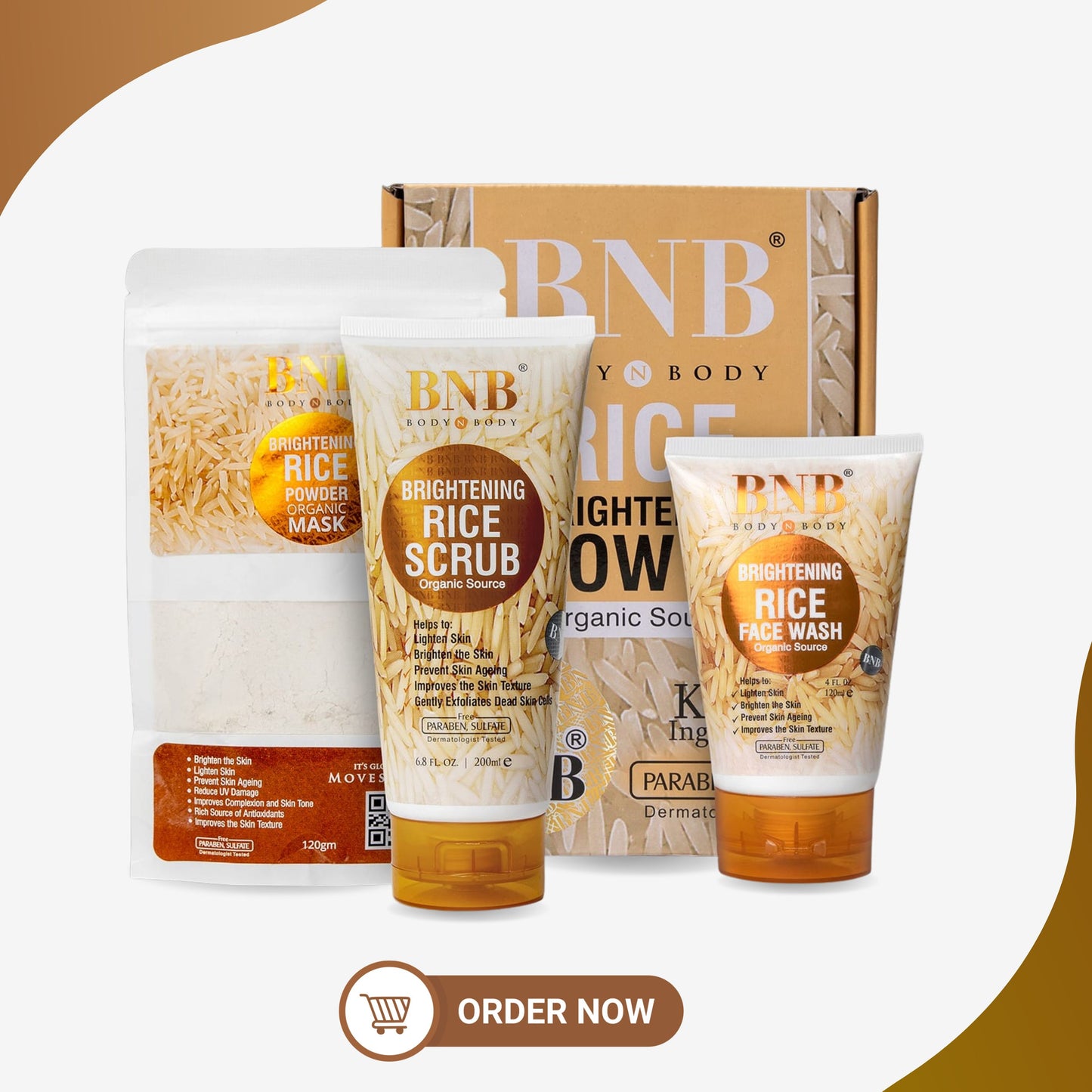 BNB Rice Brightening Glow Kit ā 3-in-1 Face Wash, Scrub & Mask | Clear, Radiant & Glowing Skin