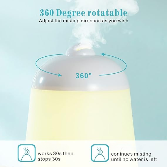 Cold Mist Aromatherapy Humidifier | 200ml Essential Oil Diffuser with LED Night Light for Home & Office