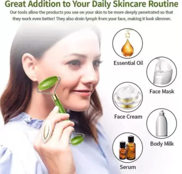 Flawless Jade Roller with Stone (Marble) | Natural Facial Roller & Massager | Anti-Aging Beauty Tool
