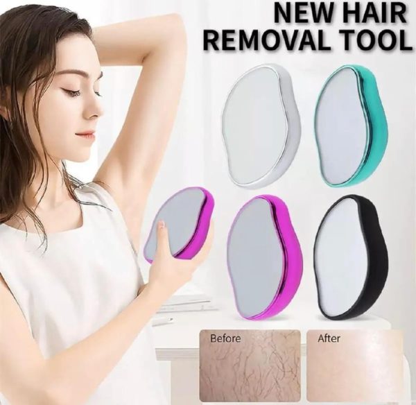 Crystal Hair Removal Epilator | Painless Glass Exfoliator Tool for Smooth Skin | Waterproof & Reusable