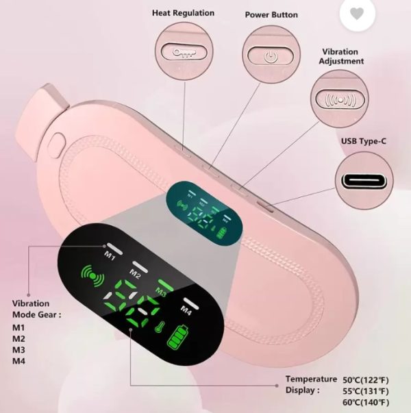 Menstrual Heating Pad | Portable Period Pain Relief Belt with Heat & Massage | Cramp Relief Device for Women