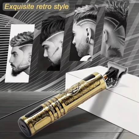 Vintage T9 Hair Trimmer for Men | Professional Metal Body Beard & Hair Clipper | USB Rechargeable Shaver