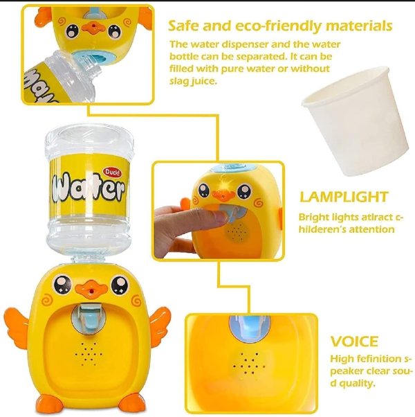 Mini Duck Water Dispenser Toy β Cute Yellow Duck Design, Battery Operated Kids Pretend Play Fountain with Cups