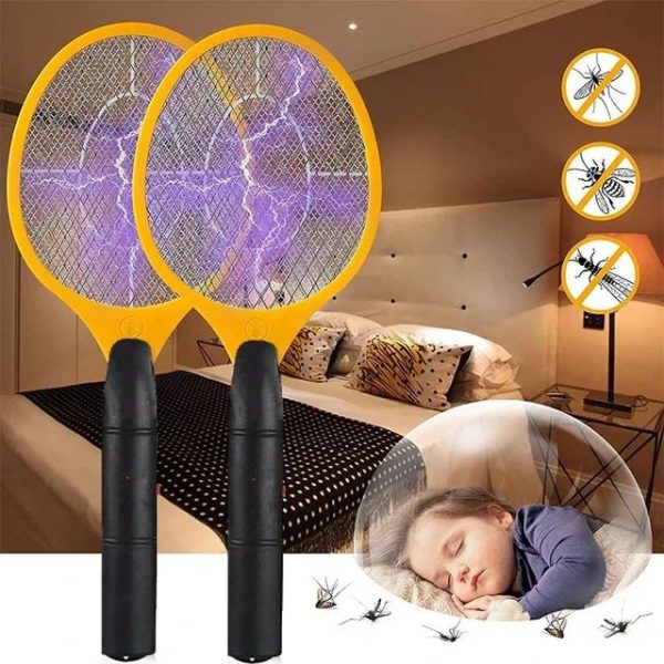 Electric Mosquito Killer Racket 2 in 1 with LED Flashlight β Rechargeable, Safe & Portable (Random Color)