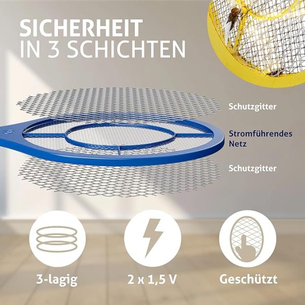 Electric Mosquito Killer Racket 2 in 1 with LED Flashlight β Rechargeable, Safe & Portable (Random Color)
