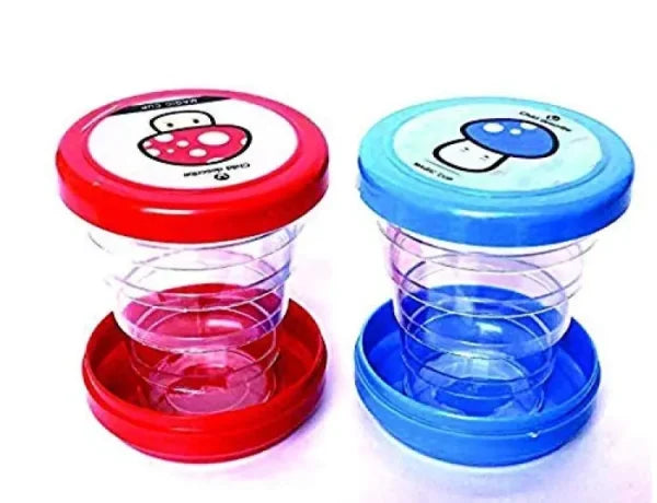 Pack of 2 Magic Folding Glass for Kids | Collapsible Travel Mug | Foldable Cup for Outdoor, Hiking & Snacks (Random Color)