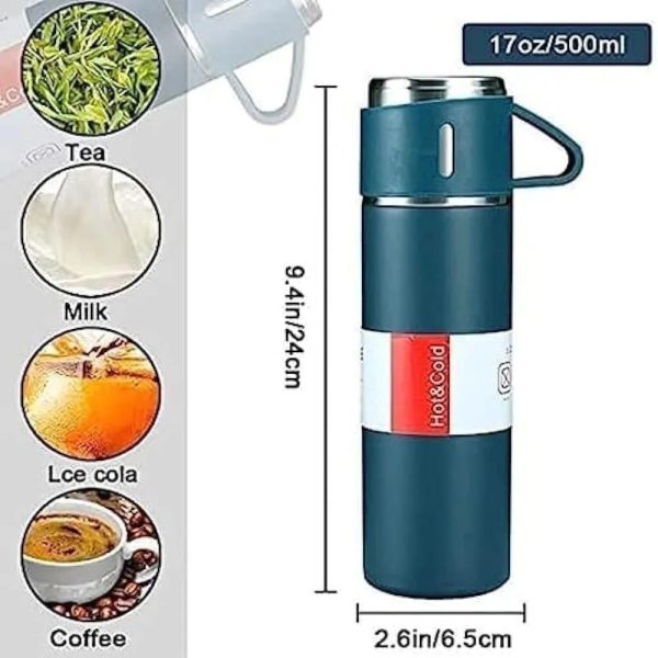 Vacuum Insulated Water Bottle 500ml | Stainless Steel Thermos Cup Gift Box Set for Travel, Office & Gifting