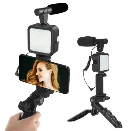 AY-49 Vlogging Kit – Complete Video Making Kit with Tripod, Light & Microphone | Professional Content Creation Kit for YouTube, TikTok & Photography