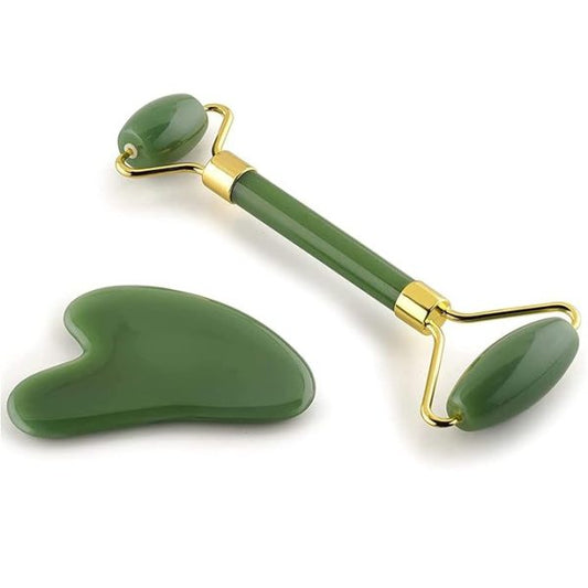 3-in-1 Combo Pack | Marble Jade Roller + Ice Roller Facial Massager + 0.5mm Derma Roller | Natural Skin Care Tools