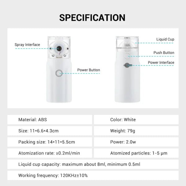 Portable Nebulizer Machine for Asthma | Rechargeable Handheld Inhaler for Kids & Adults