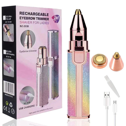 Flawless 2-in-1 Facial Hair Remover & Eyebrow Trimmer | Rechargeable Painless Hair Removal Machine